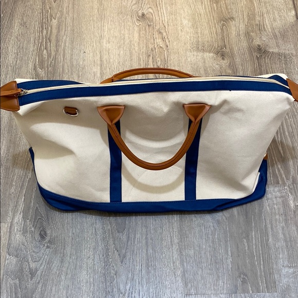 Handbags - Canvas Bag - Blue and Tan